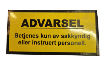 ADVARSELSKILT GULT M/SORT TEKST