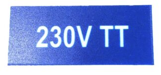 Merkeskilt, 230V TT, blå